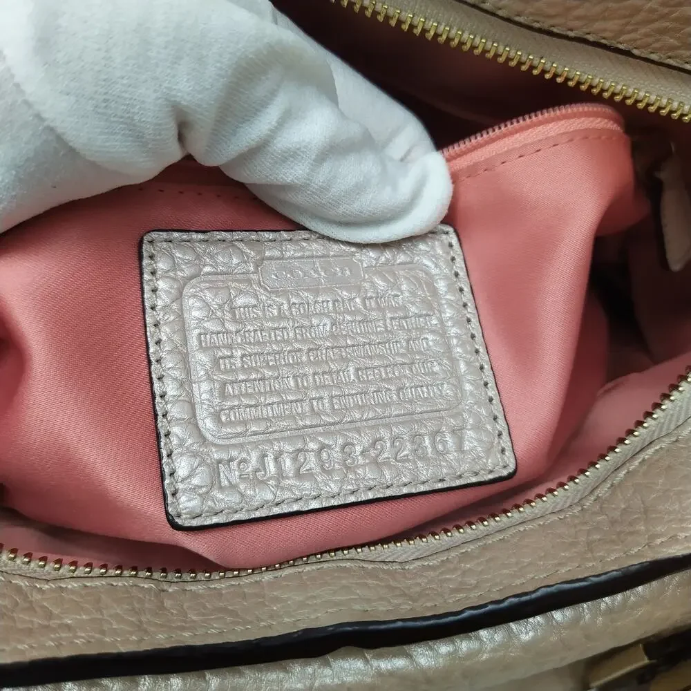 Coach Madison Pinnacle Pink Pebbled Leather Double Handles Satchel Shoudler Bag